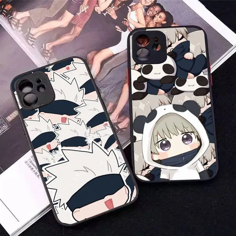 

Couple Kawayi Jujutsu Kaisen Anime Phone Case for iPhone X XR XS 7 8 Plus 11 12 13 pro MAX 13mini Translucent Matte Case