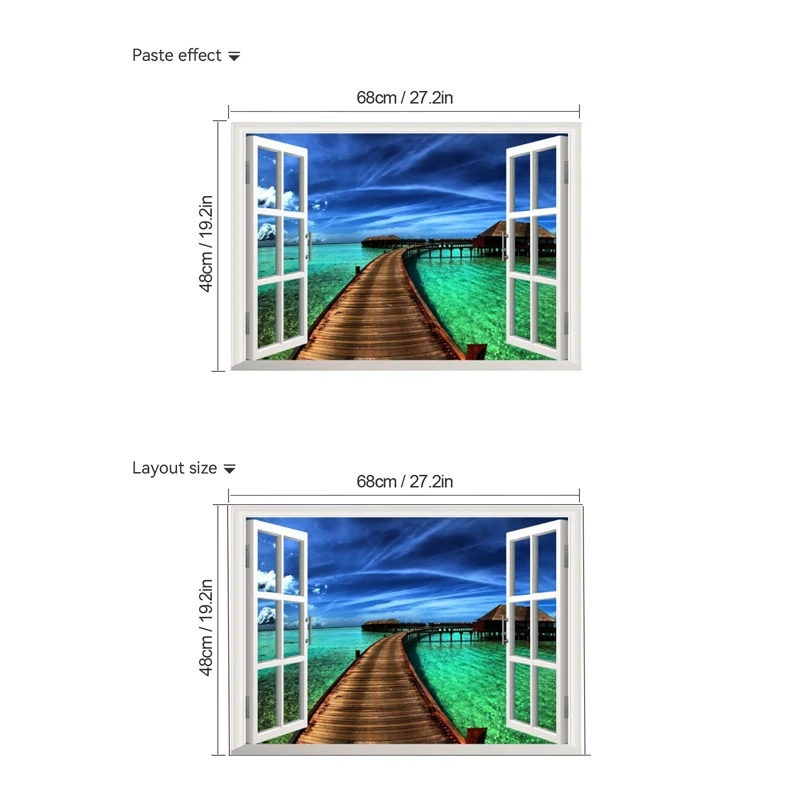 Креативная Съемная Настенная Наклейка с видом на море искусственное окно