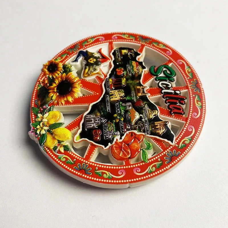 Карта дисков Сицилия 3D стерео наклейка на холодильник сувениры для путешествий