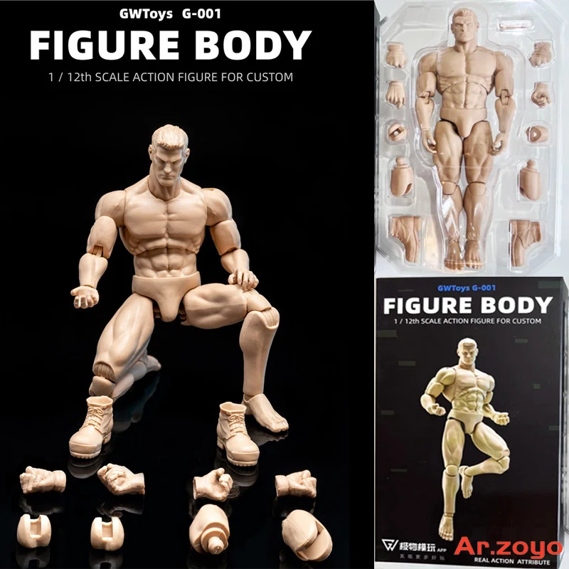 

In Stock GWToys G001 1/12 Male Strong Muscular Body Man Soldier Body Super Flexible Action Figure for Custom Sketch Practice