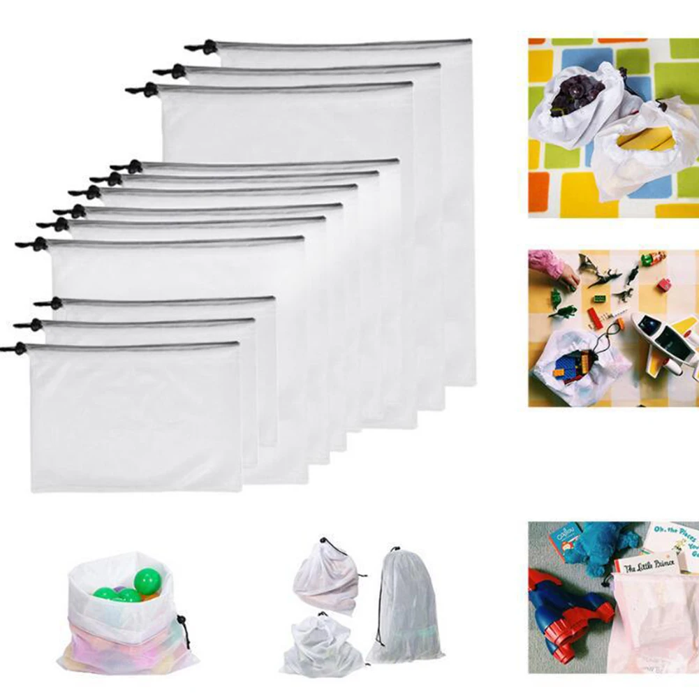 

2/9/12pcs Reusable Produce Bags Washable Mesh Vegetable Bags For Fruit Storage Reusable Mesh Bags For Fruit Vegetables Beach