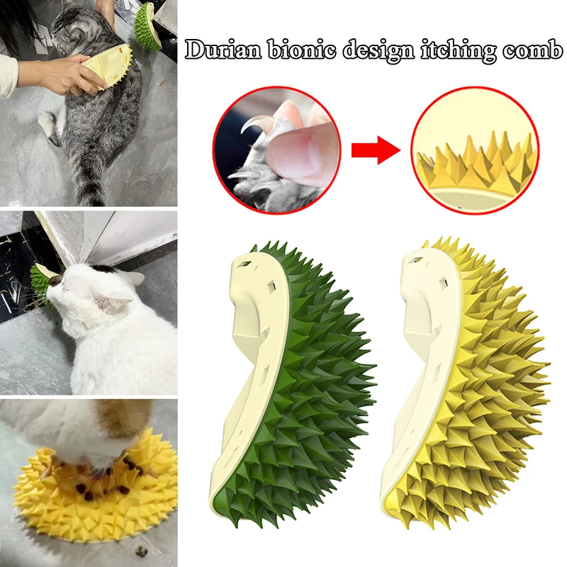 

Cat Massage Combs Durian Shape Cat Rubbing Itch Cat Groomer Comb Wall Corner Brush Pet Cats Hair Remover Brush Grooming Supplies