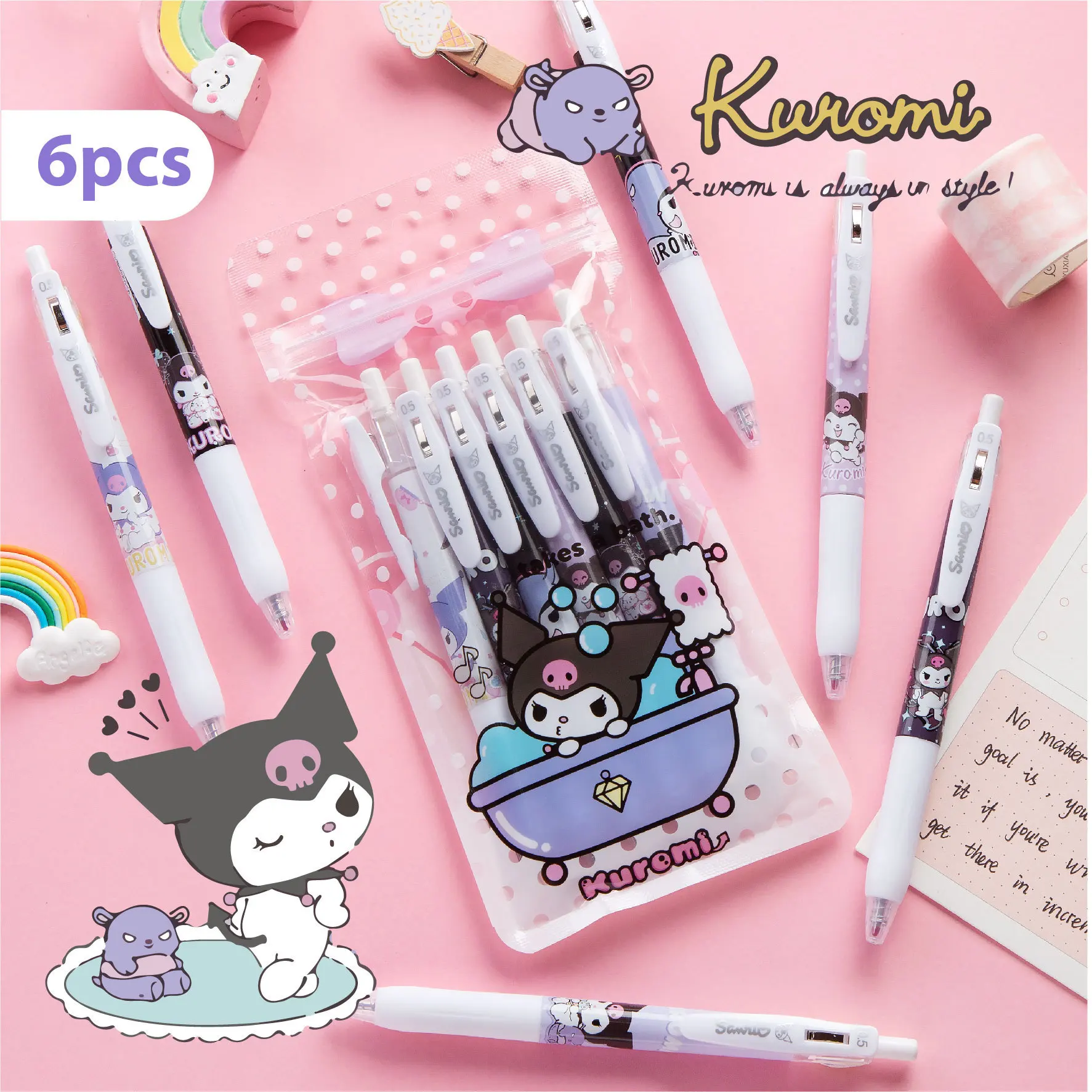 

Genuine Sanrio Kuromi Press Gel Pen Cartoon Good-looking Black 0.5 Quick-Drying Ball Pen Student Signature Pen