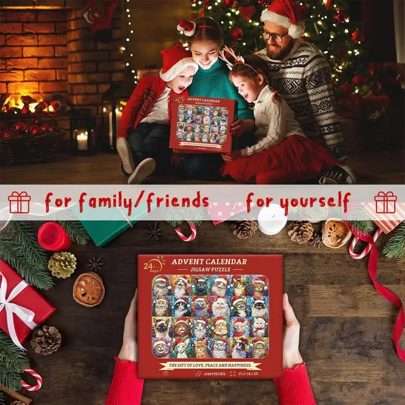 Рождественский пазл с обратным отсчетом игрушка-кошка головоломка