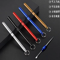 portable stainless steel toothpick ear spoon multi functional fruit pick toothpicking outdoor self defense tool key pendant