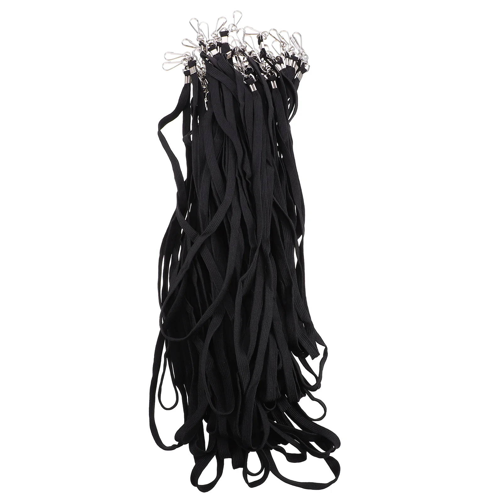 

50 Pcs Black Lanyards ID Card Holder Badge Hanging Strap Work Cards Polyester Name