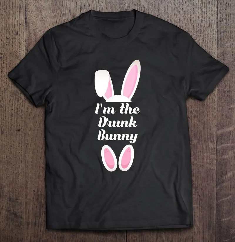 

Я пьяный кролик, подходящая семейная группа, пасхальные футболки, большая футболка, Мужская одежда, мужские рубашки, футболка большого разм...