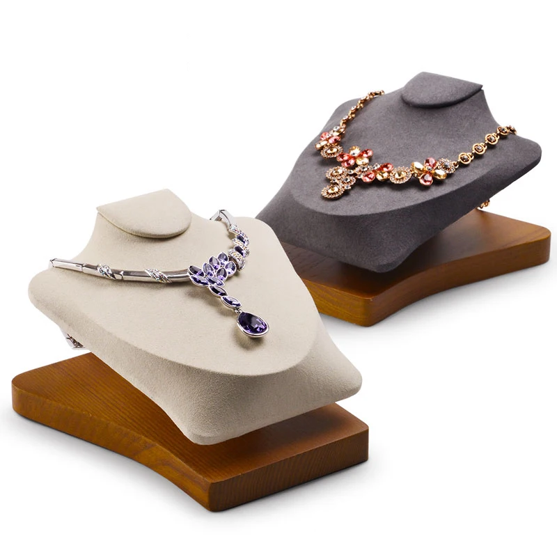 Oirlv Wooden Jewelry Neck Display Necklace Pendant Display Stand Jewelry Exhibition Necklace Display Solid Wood Necklace Holder