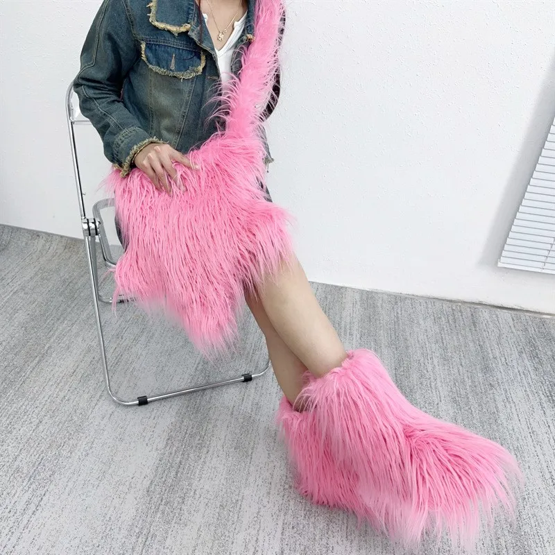 Женская сумка из искусственного меха в форме звезды осенне-зимняя Наплечная