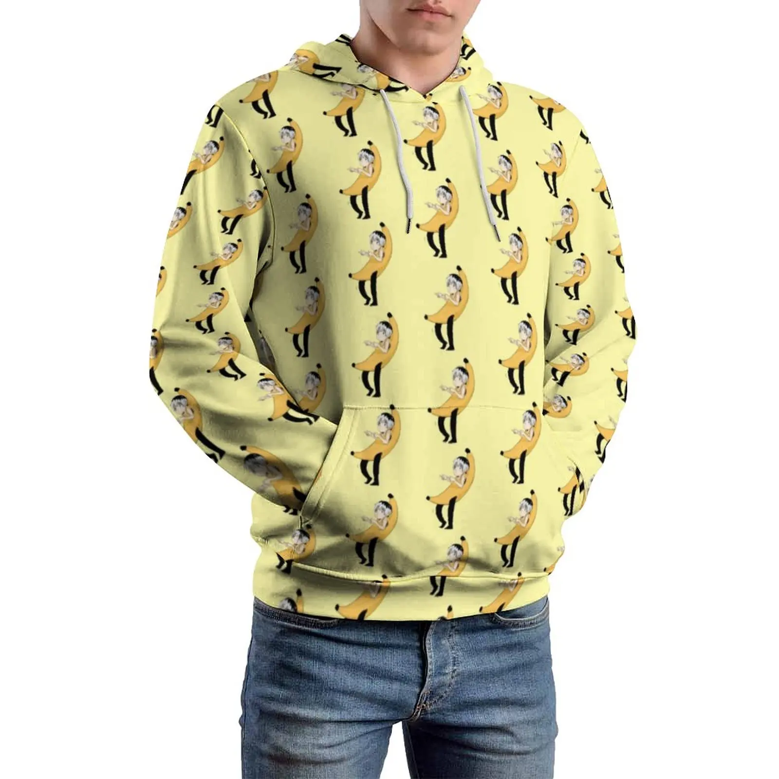 

Funny Meme Print Casual Hoodies Men Haise in A Banana Loose Pullover Hoodie Spring Long-Sleeve Kawaii Design Clothing Big Size