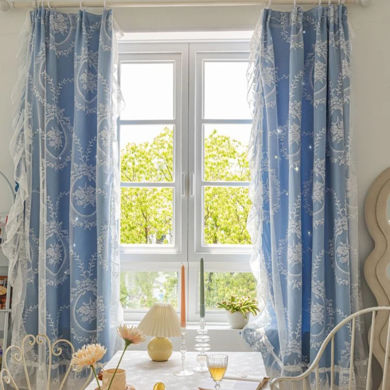 Французские винтажные двойные светонепроницаемые оконные шторы для общежития