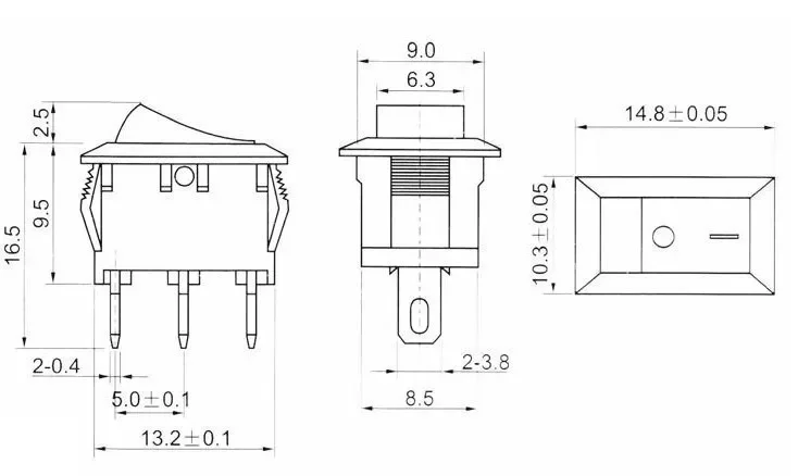 100 шт. кулисный переключатель ВКЛ/ВЫКЛ 117S 2-контактный 250V3A 125V6A ВКЛ-ВЫКЛ черный