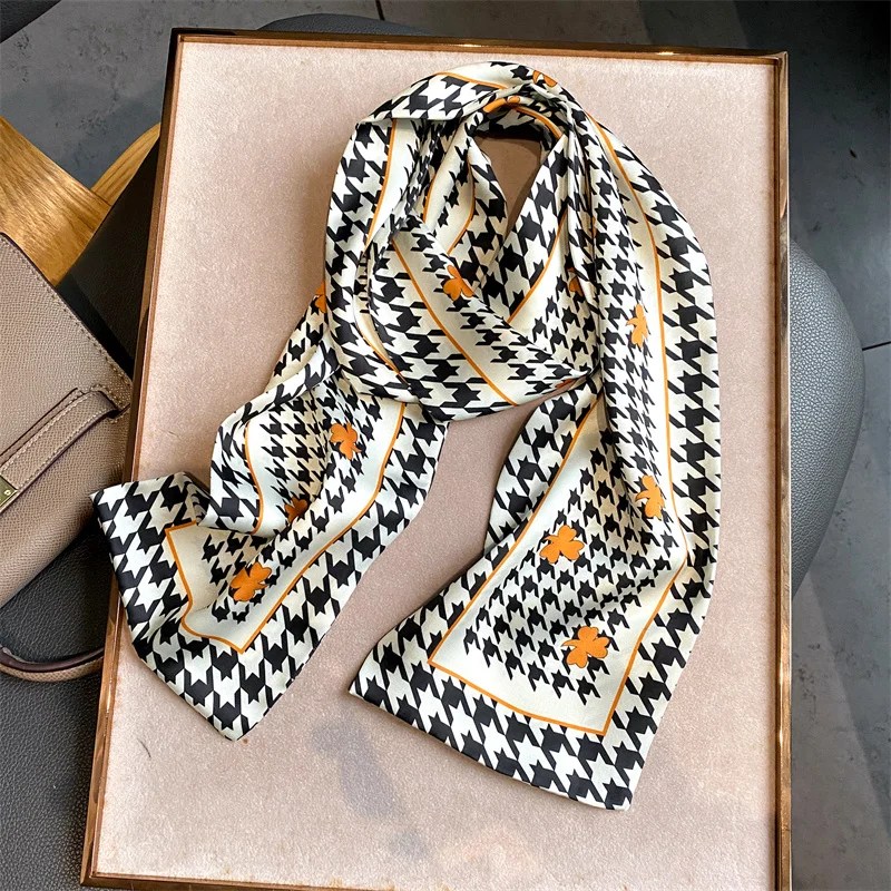 

Lady Silk Skinny Ribbon Hair Scarf Women Satin Print Hair Bands Bag Scarf Scrunchies Headband Fashion Neck Tie Accessories Bezel