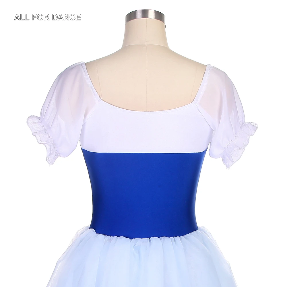 Женское балетное платье-пачка с рукавами-фонариками синее платье лифом