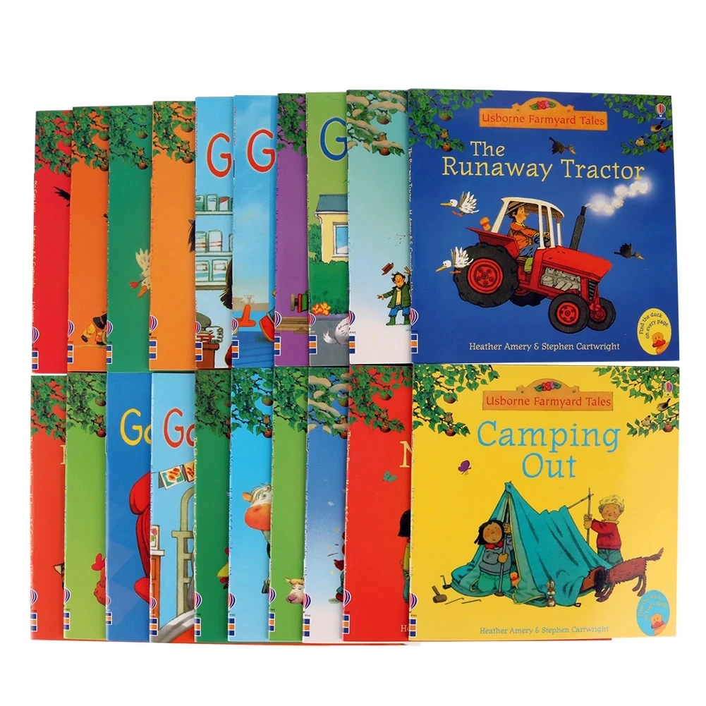 20 Books/set 15x15cm Usborne Farmyard Tales Series Children Baby Famous Farm Story English Picture Book Parent Child Reading