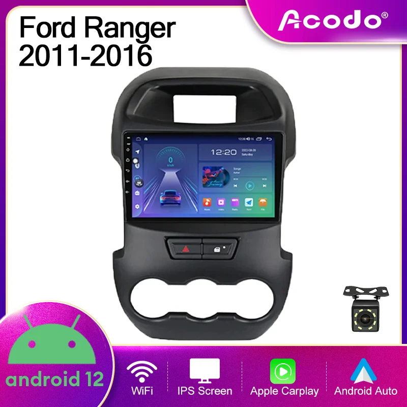 

Автомобильная стереосистема Acodo, 9 дюймов, 2DIN, Android 12, для Ford Ranger 2011-2016, автомобильное радио, IPS экран, BT, Wi-Fi, Carplay, Авторадио, FM, GPS, SWC, головное устройство