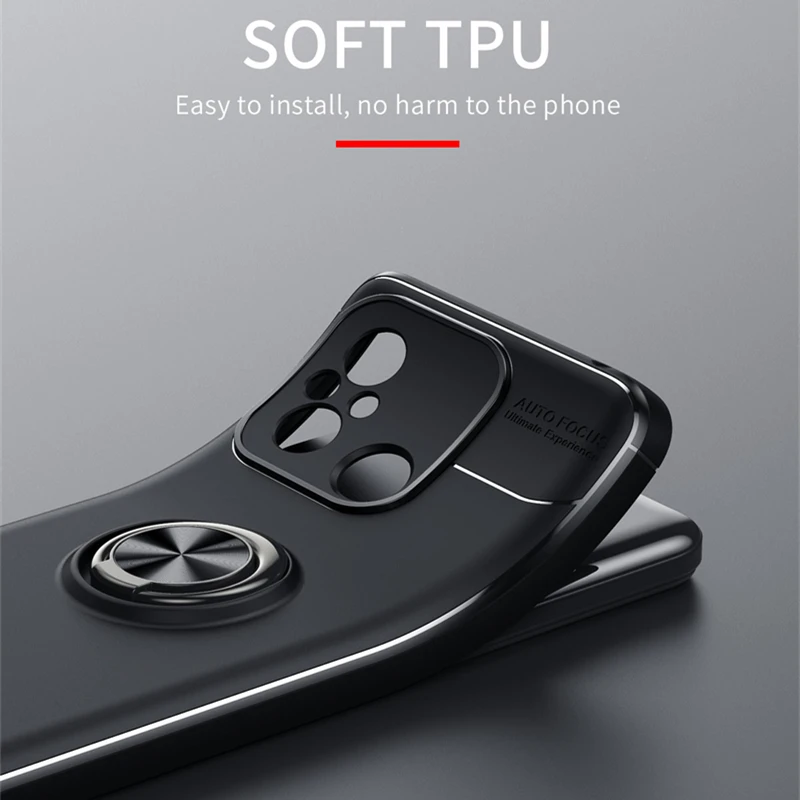 For Redmi 12C Case Cover Xiaomi Redmi 12C Capas Shockproof Phone Bumper Back Armor Soft TPU Ring Holder Cover Xiaomi Redmi 12C