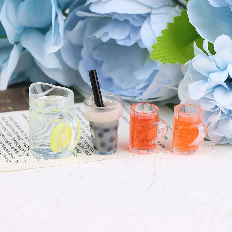 

2 шт., 1:12 миниатюрный кукольный домик, модель лимонного/апельсинового сока, жемчужная чашка для молока и чая, детская игрушка для ролевых игр, аксессуары для кукольного домика