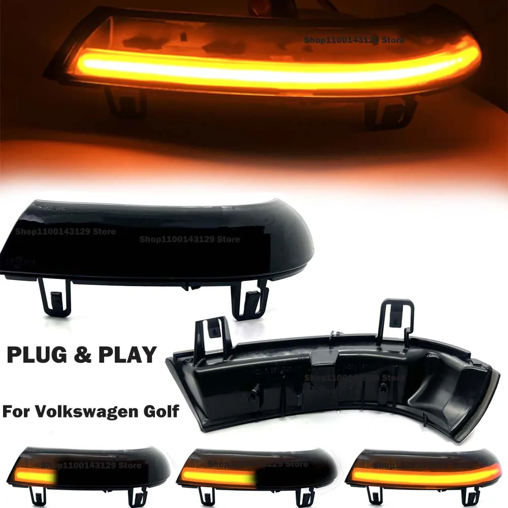 

12V Scroll LED Dynamic Turn Signal Light Side Mirror Flashing Lights Repeater Blinker For VW GOLF 5 Plus Jetta MK5 Passat B6 EOS