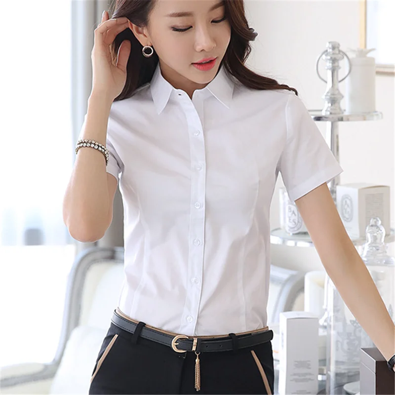 Blusa De algodón con botones para Mujer, camisa elegante De Moda coreana, color blanco
