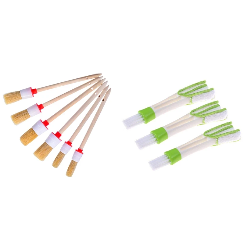 

3 PCS Mini Duster For Car Air Vent With 6 Pieces Detail Brushes Cleaning Brushes Soft Hair Bristles Brush