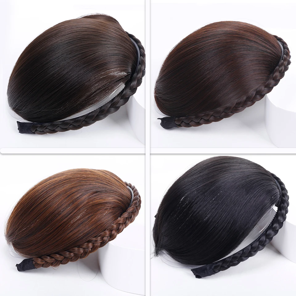 Искусственные натуральные парики для волос SEEANO челки с косами термостойкие