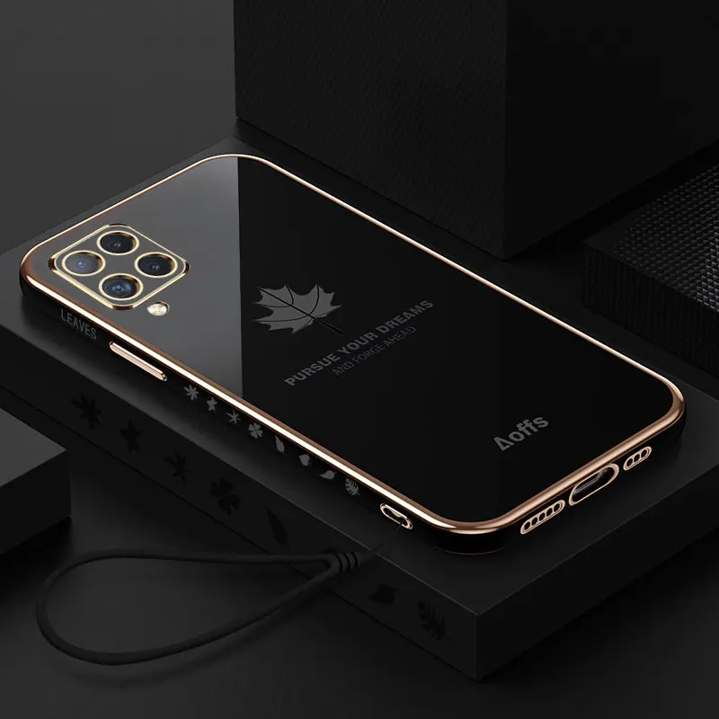 

For Samsung M53 Case Shockproof Soft TPU maple leaves Cover For Samsung Galaxy M53 Phone Cases GalaxyM53 M30s M31 plating Fundas