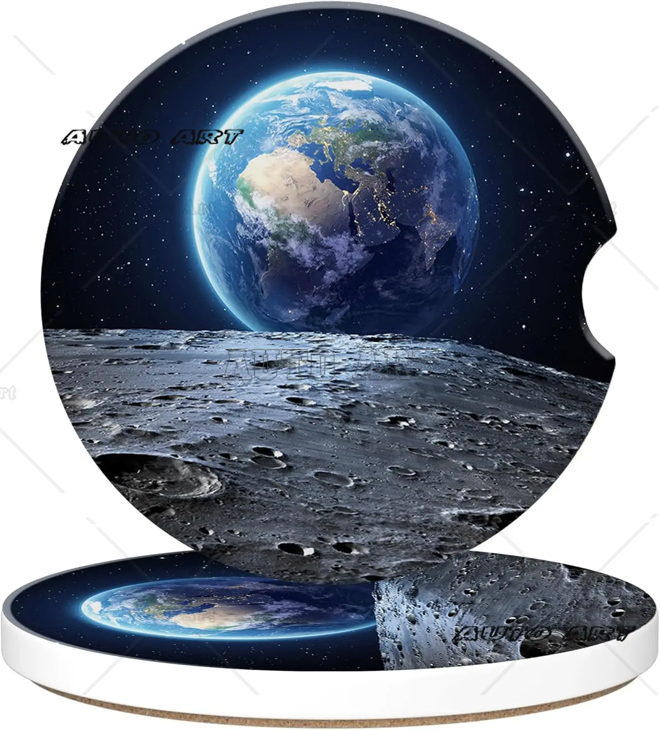 Автомобильный подстаканник View of Earth from The Moon Surface 2 шт. противоскользящая подставка
