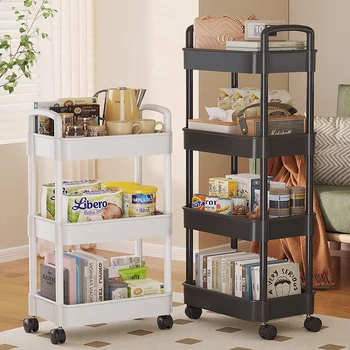 5 Tiers Trolley Organizer Auxiliary Cart With Wheels Shelf Kitchen Furniture Cabinet Storage Rack Drawers Bathroom Mobile Snack