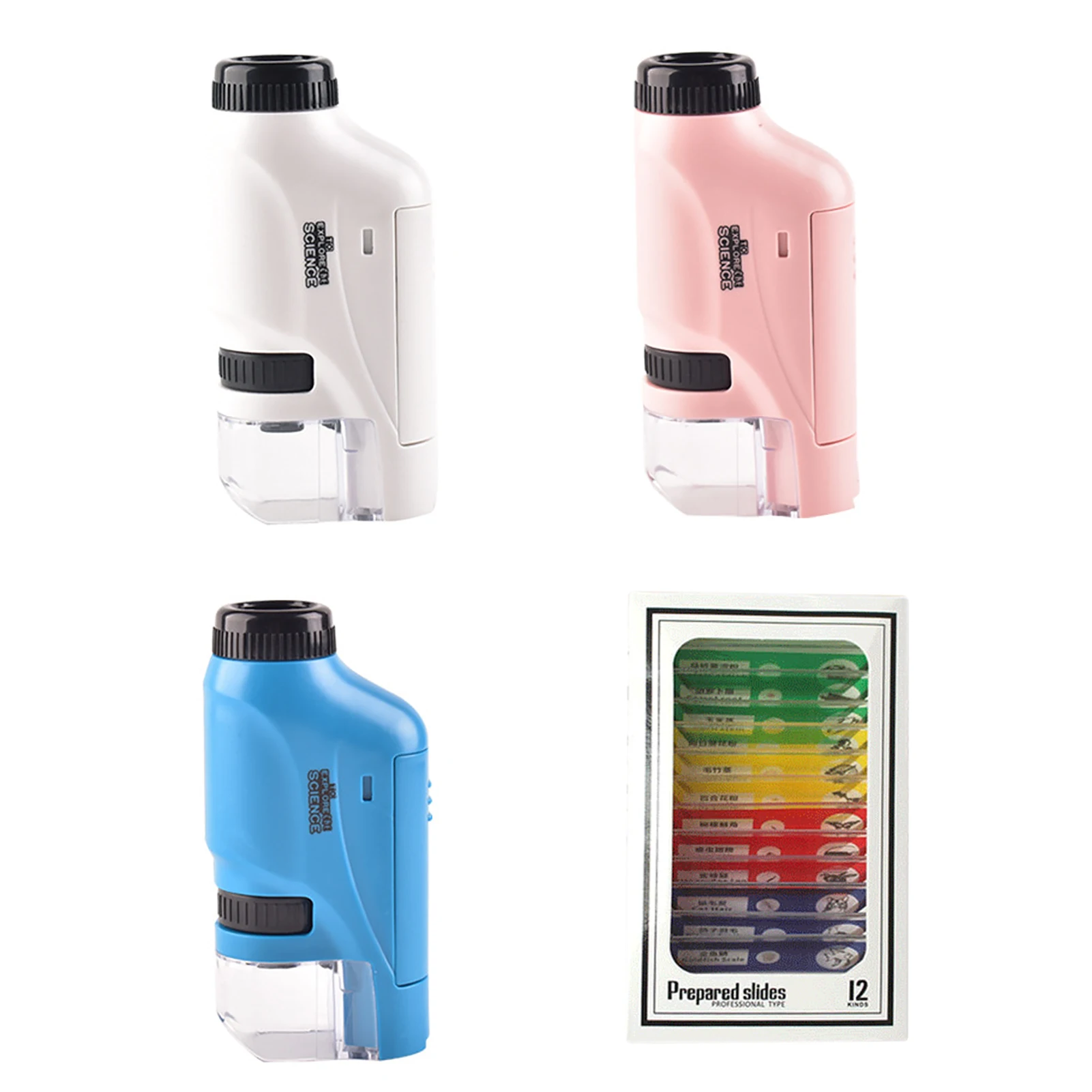 

Portable Handheld Microscope Toy Kit Lab LED Light 60X-120X Biological School Science Educational Toy For Children Learning Gift
