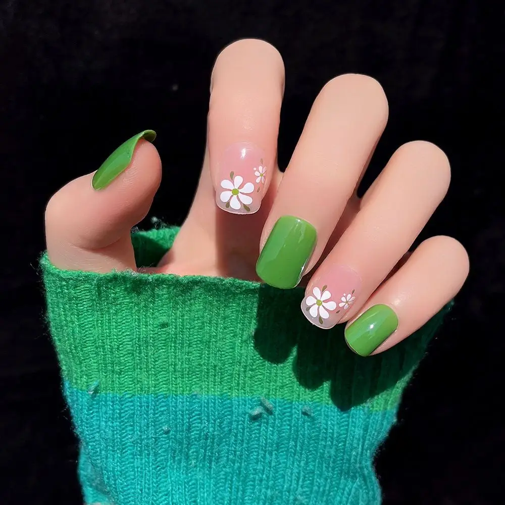 

Press On Nails with Jelly Stickers Short Detachable Gorgeous Nail Art False Nails Air Soft Nails Full Cover Nail