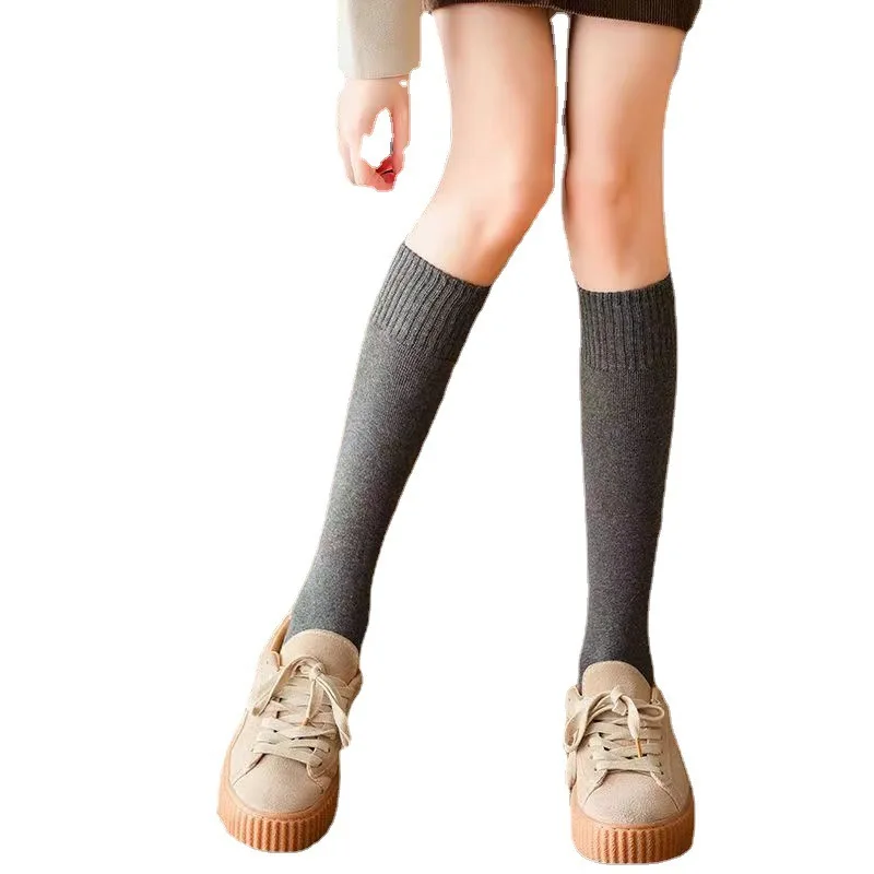 Autumn and Winter Calf Socks Women's Fleece-Lined Extra Thick Fluffy Loop Warm Stockings Women's Tube Socks Ins Trendy High-Top
