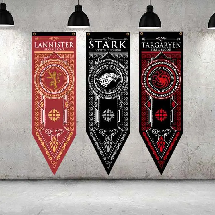 

46 X 150 CM Burgees Pennant Flags Families Home Decor Wolf Dragon House Badge Banner Decorate Stark Lannister Hanging Flag