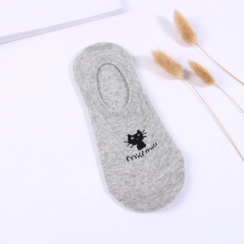 2022 Korean Style 5 Pair Cute Socks Funny Novelty Women Boat Cartoon Cat Calsetines De Mujer 35-41 | Женская одежда