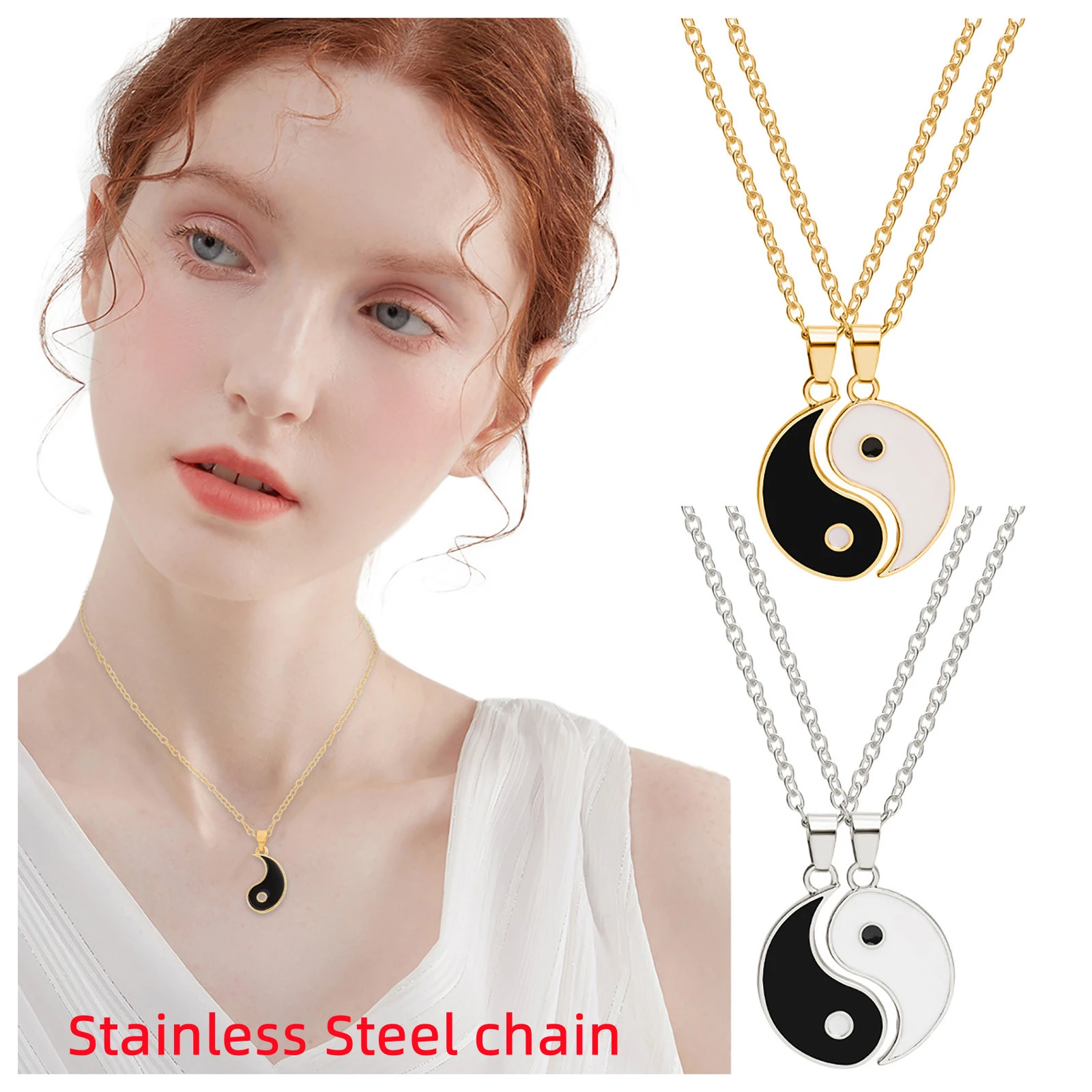 

Yin Yang Tai Chi Pendant Charm Stainless Steel Necklaces for Women Mens Aesthetic Jewelry Couples Matching Necklace Wholesale
