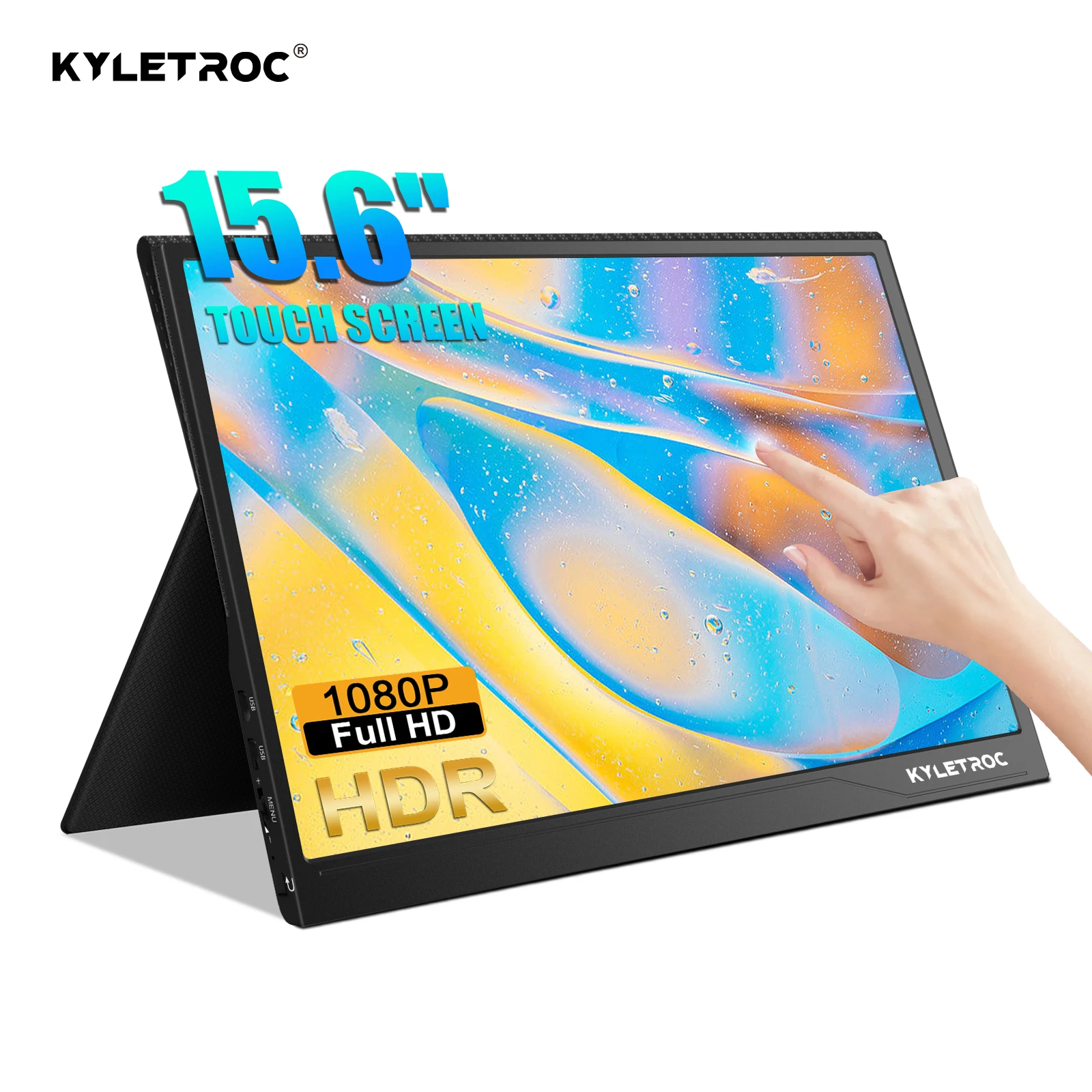

Портативный монитор KYLETROC с сенсорным экраном 15,6 дюйма, FHD, 1920x1080P, HDR, IPS дисплей для телефона, Android, iPad, ноутбука, Xbox, ПК, PS3/4/5