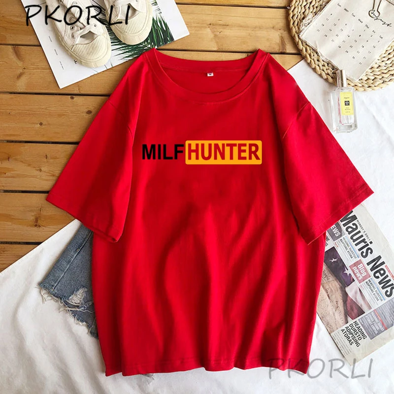 Футболка Milf Hunter мужская с коротким рукавом забавная смешная шутка креативный