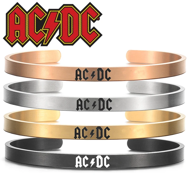 Браслет на запястье из нержавеющей стали AC/DC браслет рок ювелирные изделия