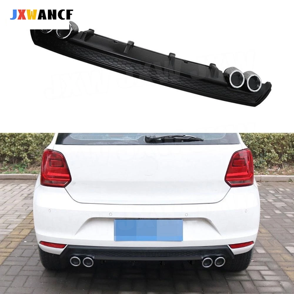 Фото JXWANCF Высокое качество PP автомобильный задний диффузор спойлер для Volkswagen VW Polo Standard 2015-2018 не для GTI защита заднего бампера №1