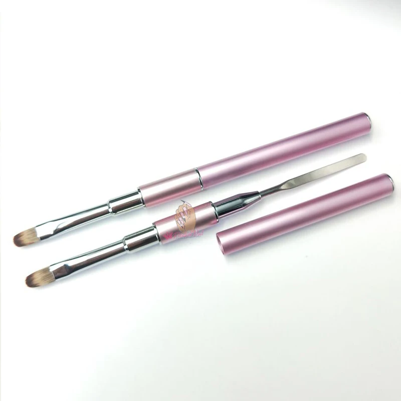 Двусторонняя кисть для наращивания ногтей розовая акриловая УФ-ручка рисования