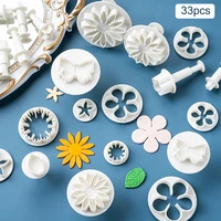 33pcs fondant cake silicone baking accessories cookie plunger cutter flower leaf butterfly heart shape decorating mold diy tools