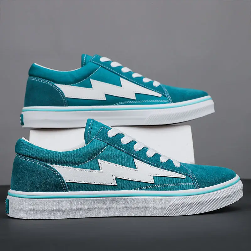 

Fashion Men's Lightning Pattern Canvas Shoes Youth Street Skateboarding Sneaker New Boys High Quality Brand Sports Casual Shoes