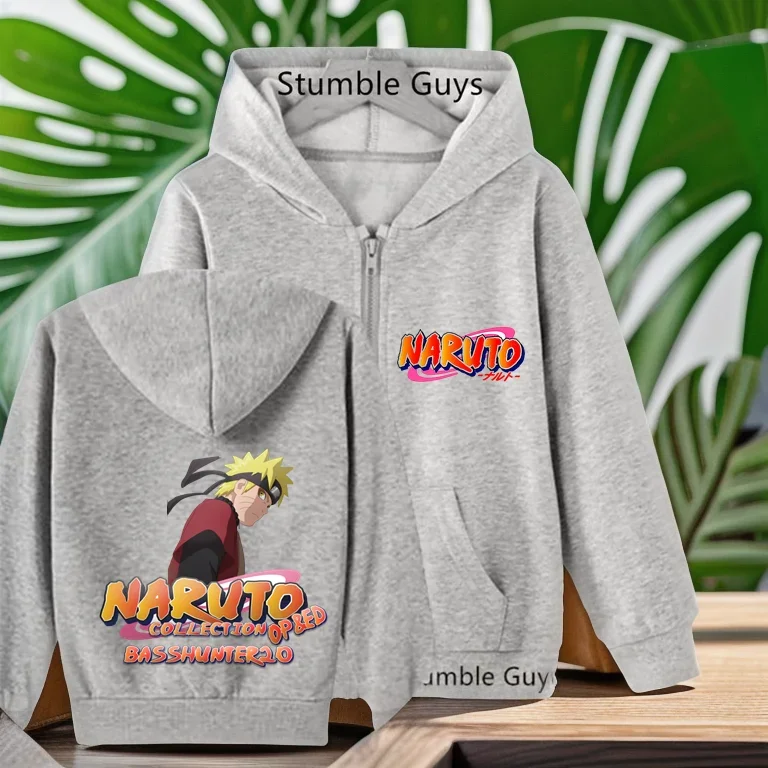 Новинка Детская толстовка с капюшоном на молнии аниме-принтом Какаси и длинными