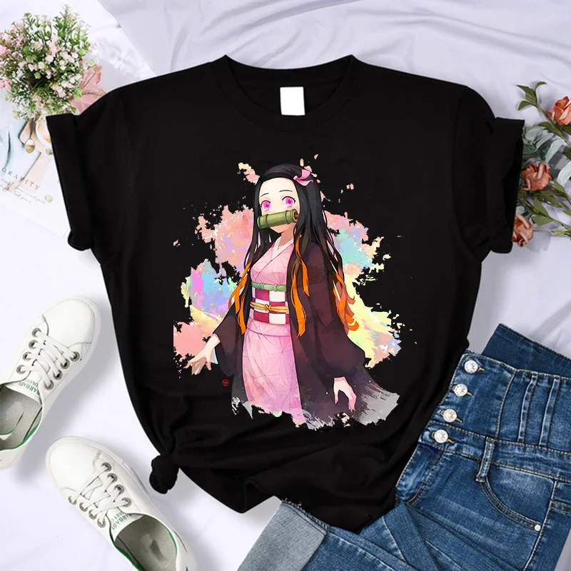 

Demon Slayer T Shirt Women Harajuku Kimetsu No Yaiba Nezuko Anime Tshirt Tanjirou Kamado Tee 90s Y2k Female T-shirt Manga