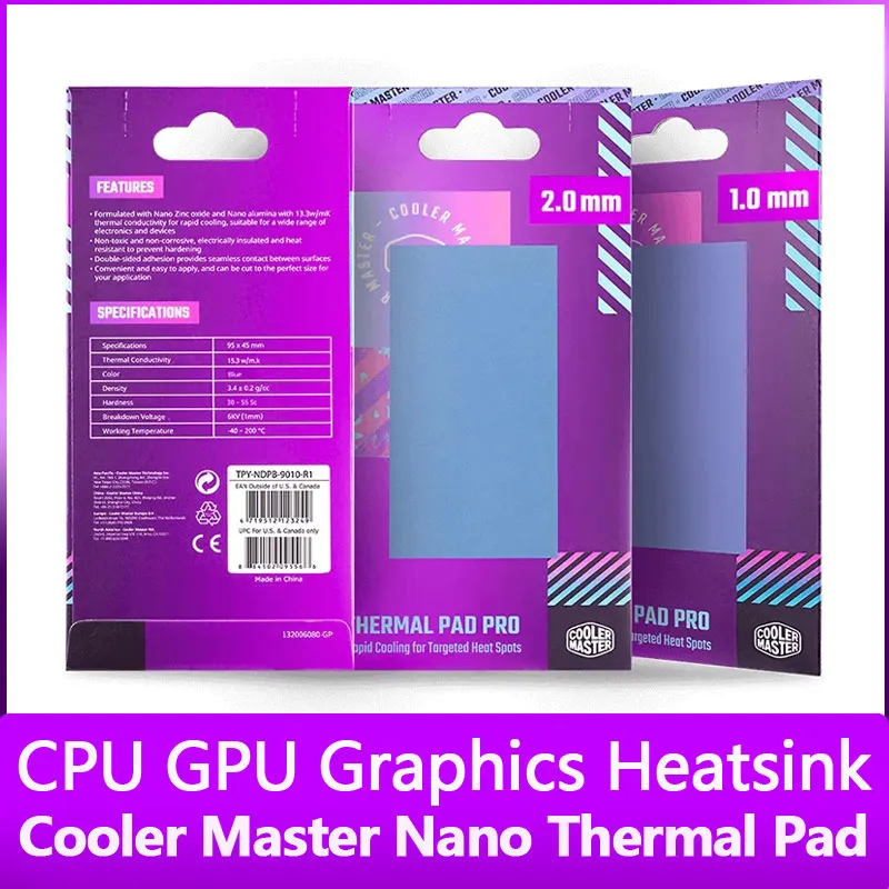 

Cooler Master Nano Thermal Pad 15.3W/mk Silicone pad For Computer Laptop CPU GPU Video Card Heatsink Heat Conduction Gap Slices