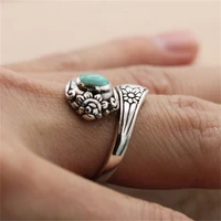 bohemian inlaid green stone vine pattern ring glamour fashion womens temperament rings fashion personality gift jewelry for her