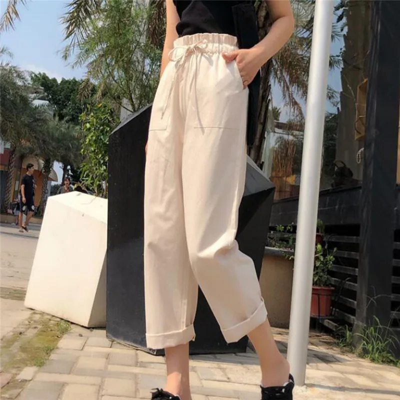 

Women pants 2022 spring summer fashion female high waist solid loose harem pant pencil trousers casual cargo pants streetwear