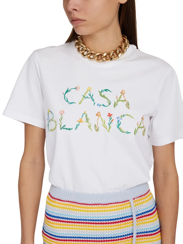

Summer Men Women High Quality TENNIS CLUB T-Shirt Cotton Short Sleeve Colorful Floral Letter CASABLANCA Print Logo T Shirt