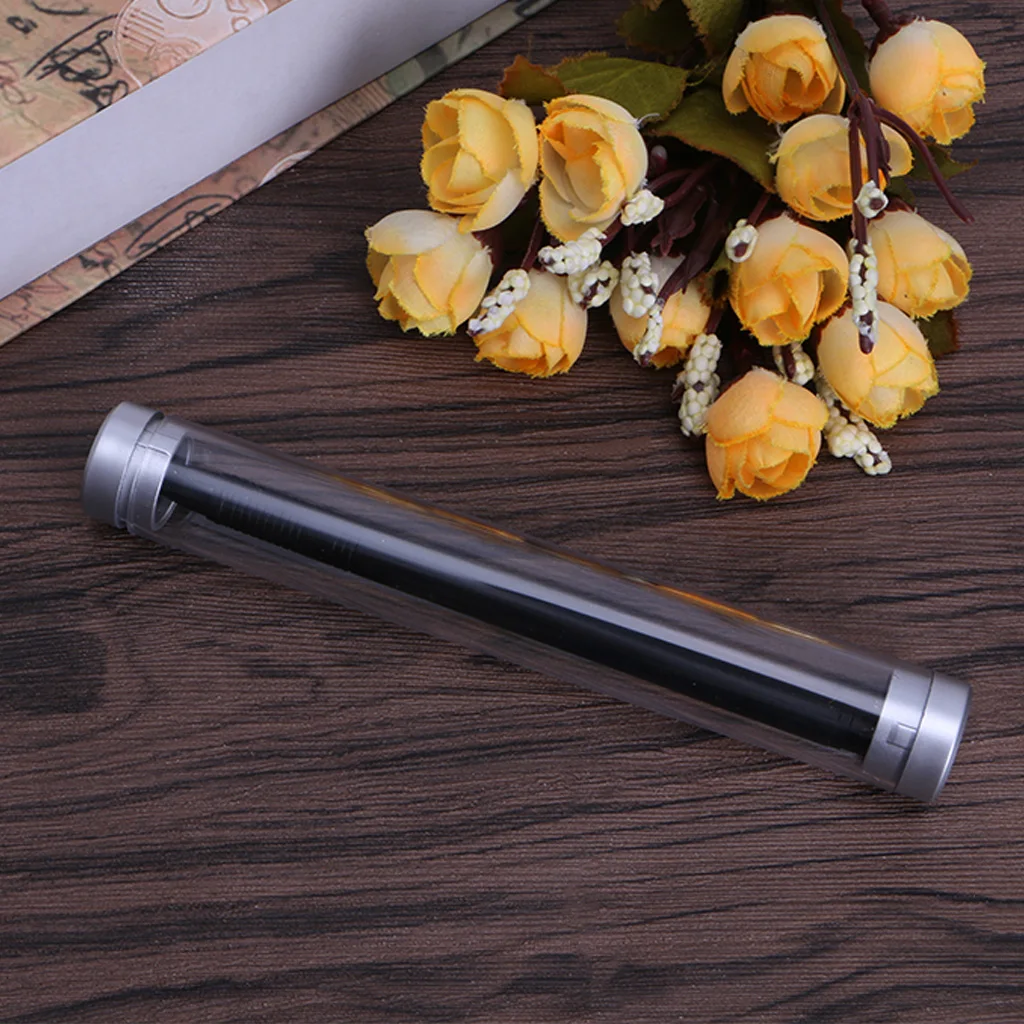 

Convenient Anti-loss Refined Aesthetics Transparent Cylinder Case Pen Storage Box Stationery Organizer School Office Use