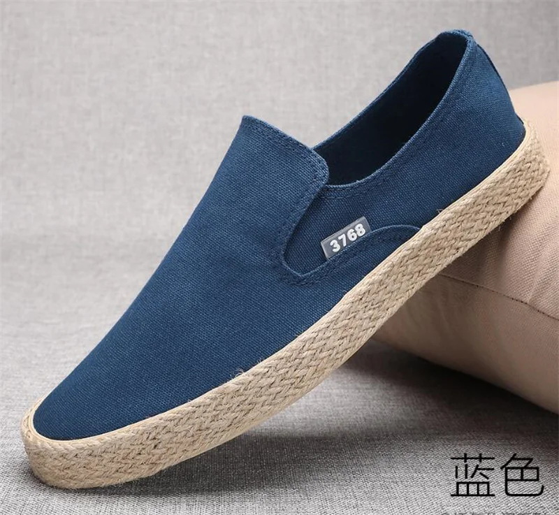 

Spring Men's Flat Casual Shoes Male Breathable Comfortable Boat Canvas Shoes Men Fashion Soft Lace Up Espadrilles Hemp Shoes